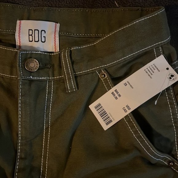URBAN OUTFITTERS | NWT 🏷️ BDG cargo Canvas Carpenter Pant  green yellow sz 25 - Picture 5 of 8